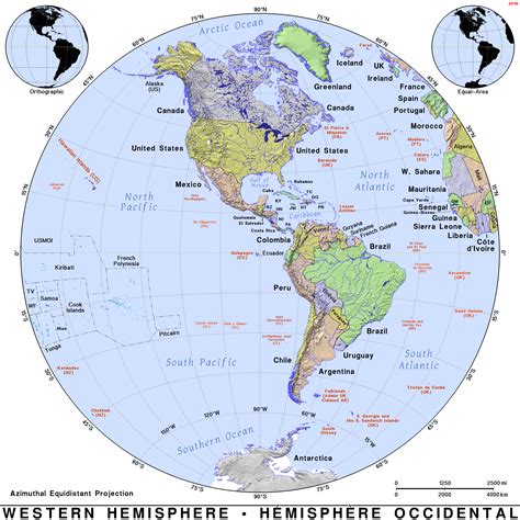 Printable Western Hemisphere Map